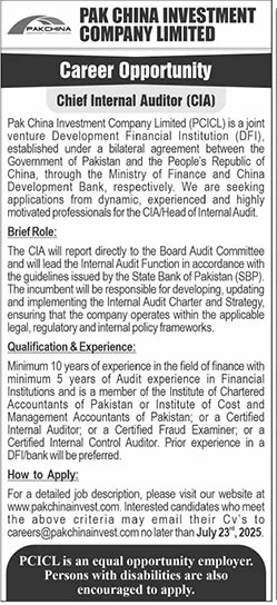 Jobs in Pak China Investment Company Limited